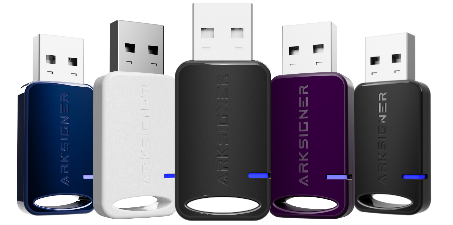 Farklı renklerde ArkSigner USB e-imza tokenları